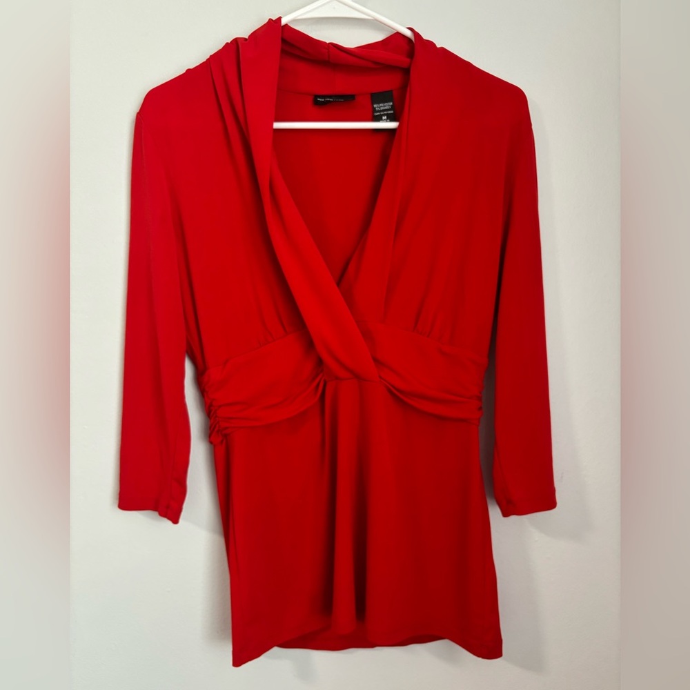 Red V-Neck New York & Company Stretch Top